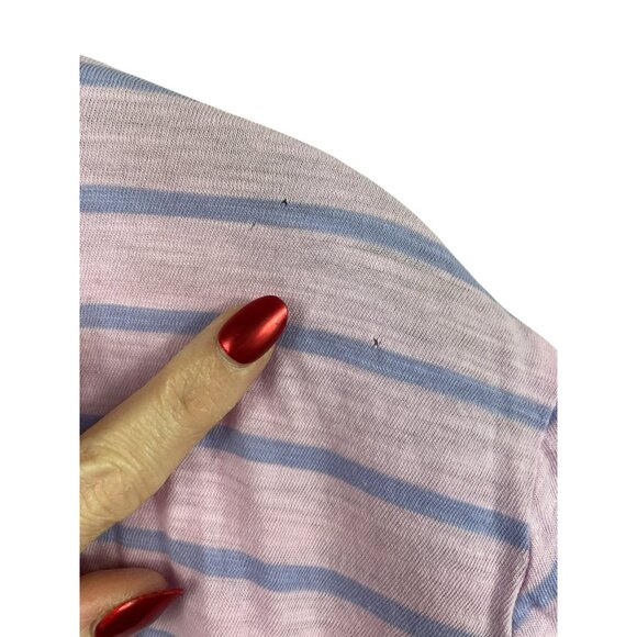 Vineyard Vines Surftee Striped Pink Blue Crop Top Short Sleeve Shirt Size Medium - Picture 3 of 4